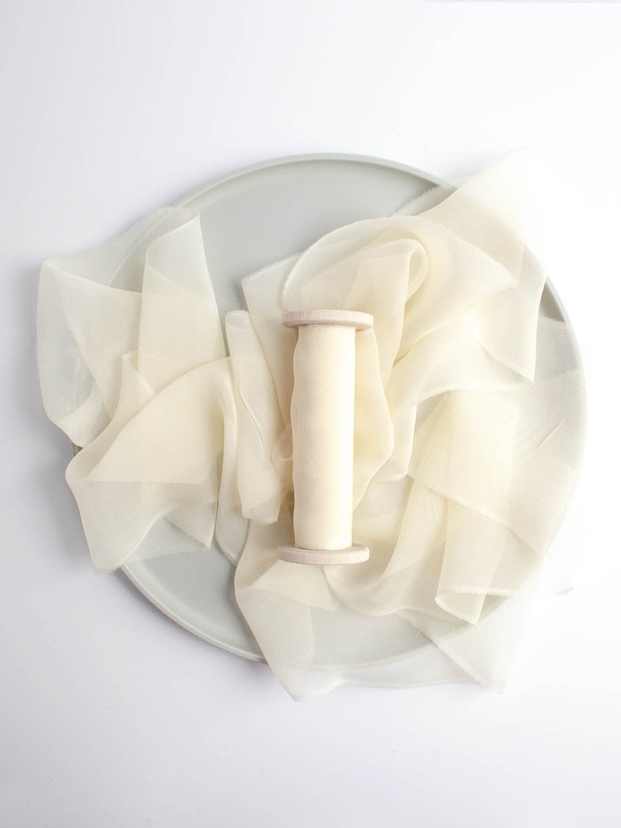 2.5 Sack Cloth Ribbon: Cream/Beige Check (10 Yards) [RA1200J6] 