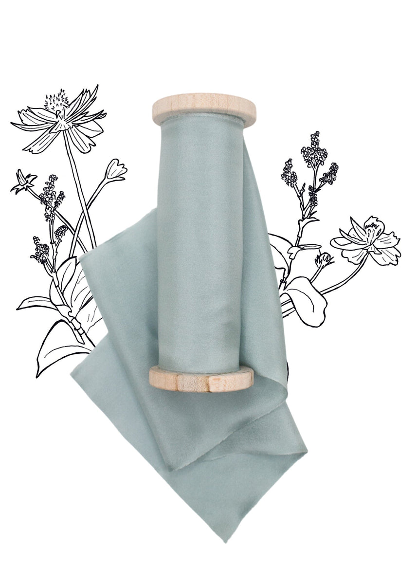 Cove Teal Habotai Silk Ribbon - The Lesser Bear